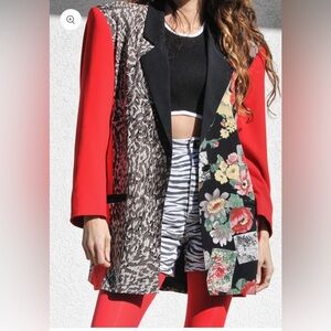 Vintage Delah Blazer Size S Maximalist Animal Print Avant Garde
